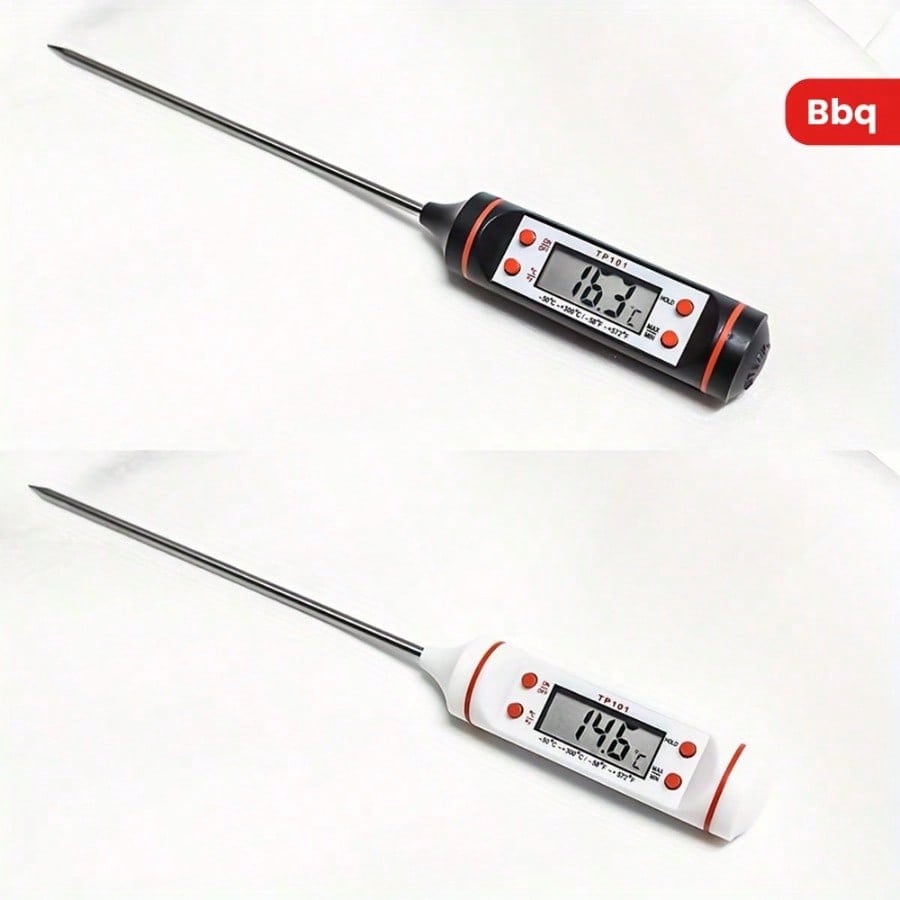 

1-Piece Digital Food Thermometer With Stainless Steel Probe - Dual Display For Accurate Cooking Temperature, Ideal For Grilling чёрный