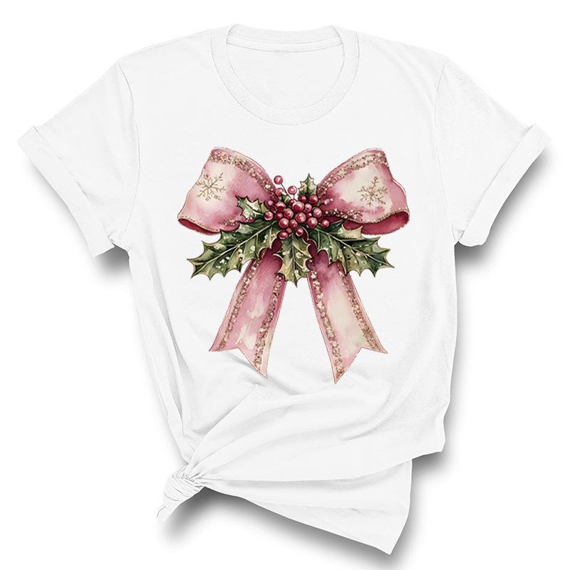 Christmas Printed Fashionable Women's T-shirt Christmas Trend Pure Cotton Casual Sportswear T-Shirts Women’s