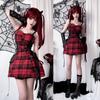 AOTYP Dress Set for and Includes Tank Camisole and Mini Perfect for and Harajuku Perfect for Mori or Available In Red and Size Women's 3-Piece