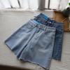 2025 Léto Korejský styl Vysoký pas Surový okraj Široké nohavice A-linie Šortky
