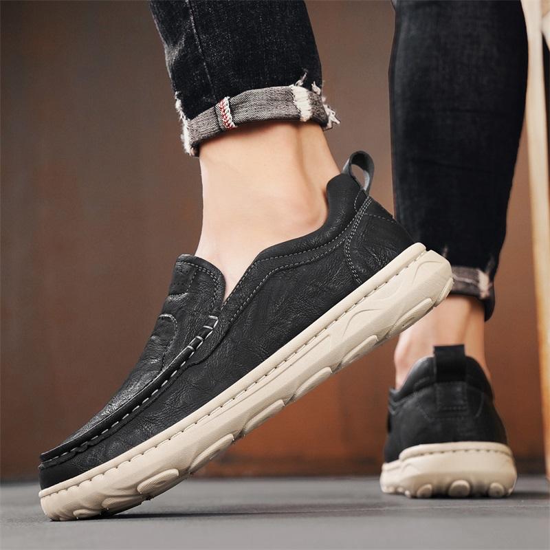 Pánská obuv z pravé kůže v britském stylu Trend Pohodlné Obuv pro volný čas Outdoor Muži Tenisky Mokasíny Pánské ploché boty