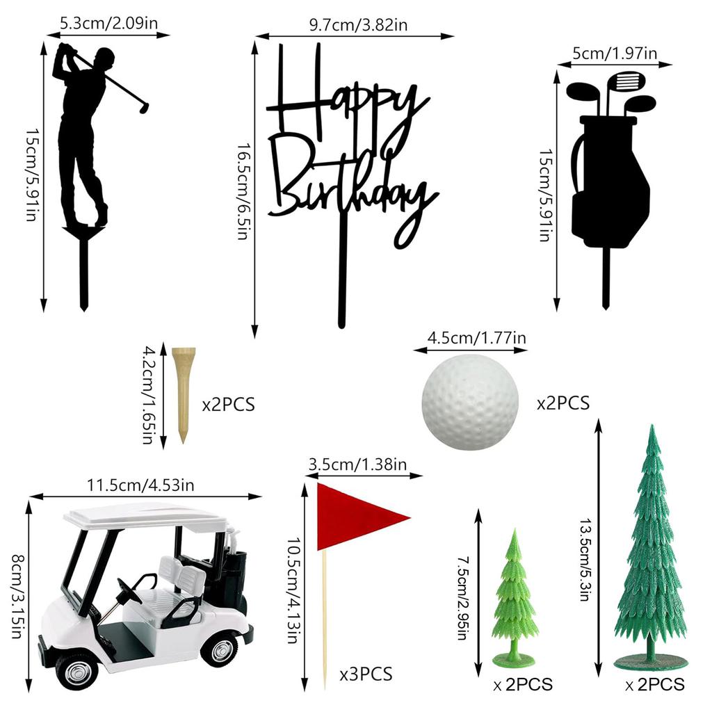 Decorazioni per Torta da Golf Direzione Il Green Topper per Torta Decorazioni di Compleanno per Golfisti con Carrello Bandierina Palla da Golf per Uomini Sport