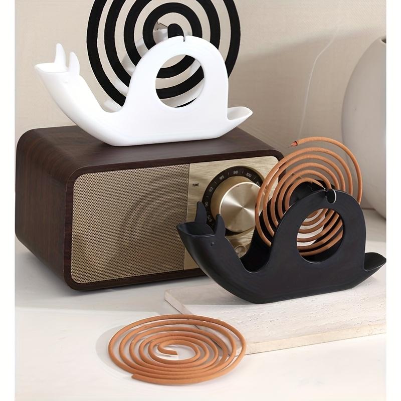 [Portable Mosquito Coil Holder] Portable 1pc Snail-Shaped Mosquito Coil Holder | Durable Plastic Incense Burner with Ash Tray, Large-Capacity
