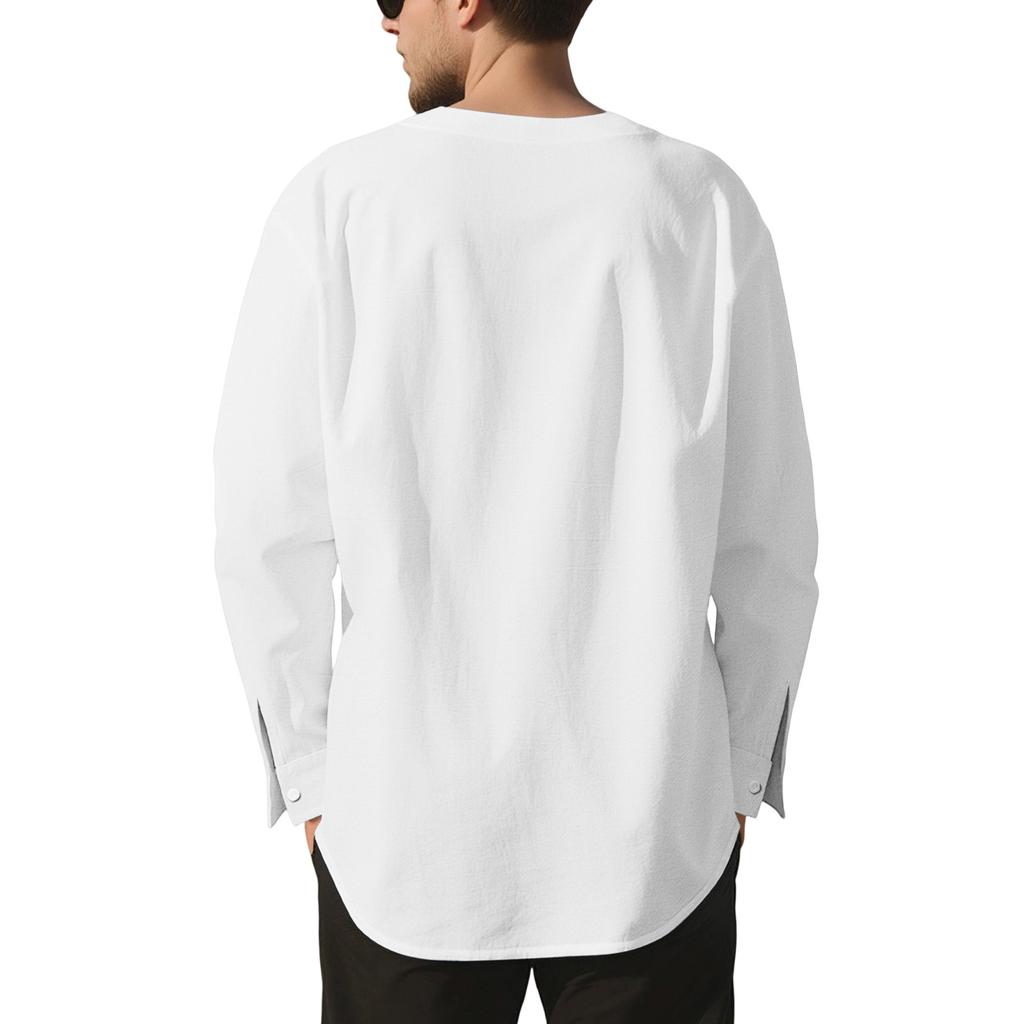 Men's Stripes Round Neck Solid Color Versatile Shirt