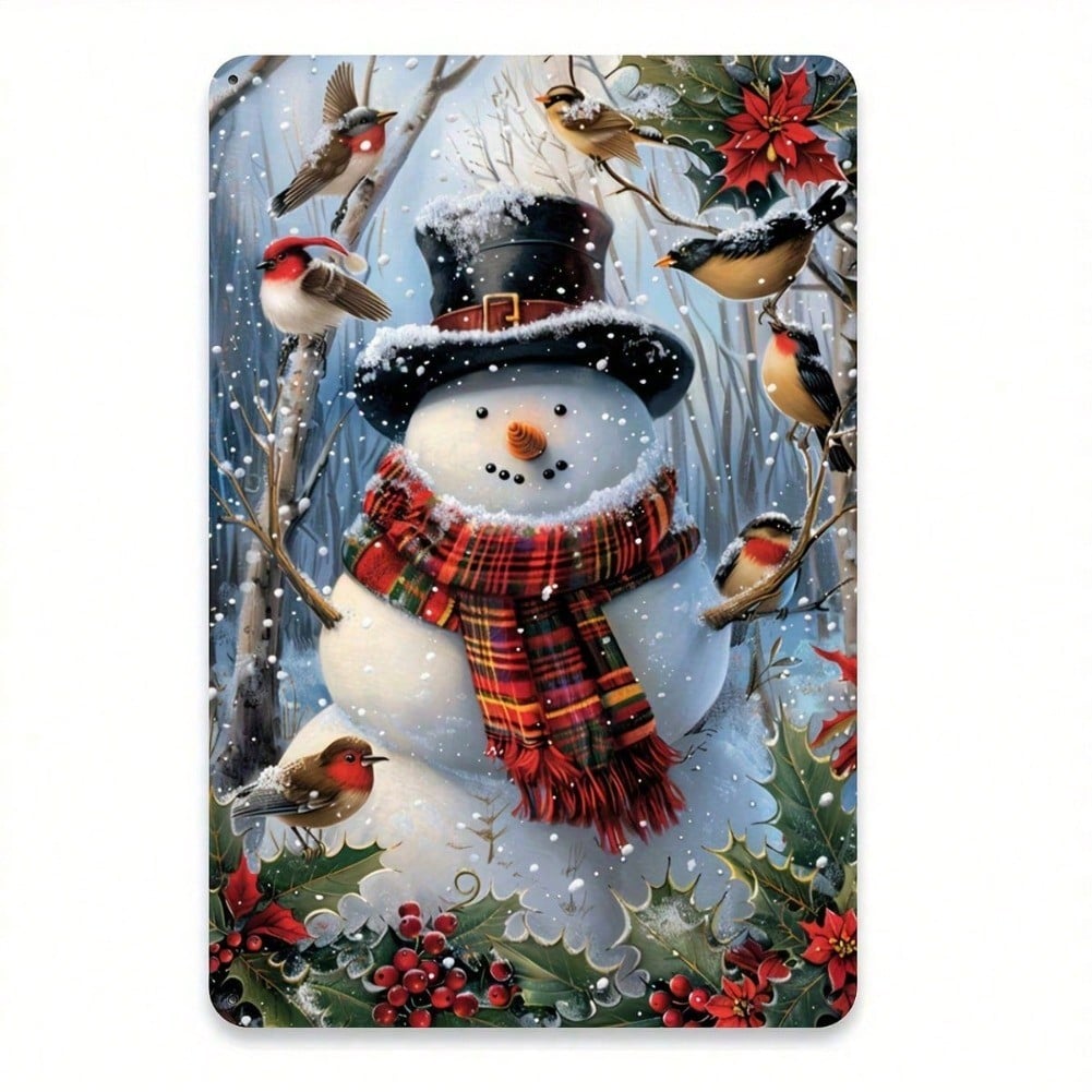 Vintage Snowman Tin Sign 8x12 Inch Retro Home Bar Cafe Wall Decor