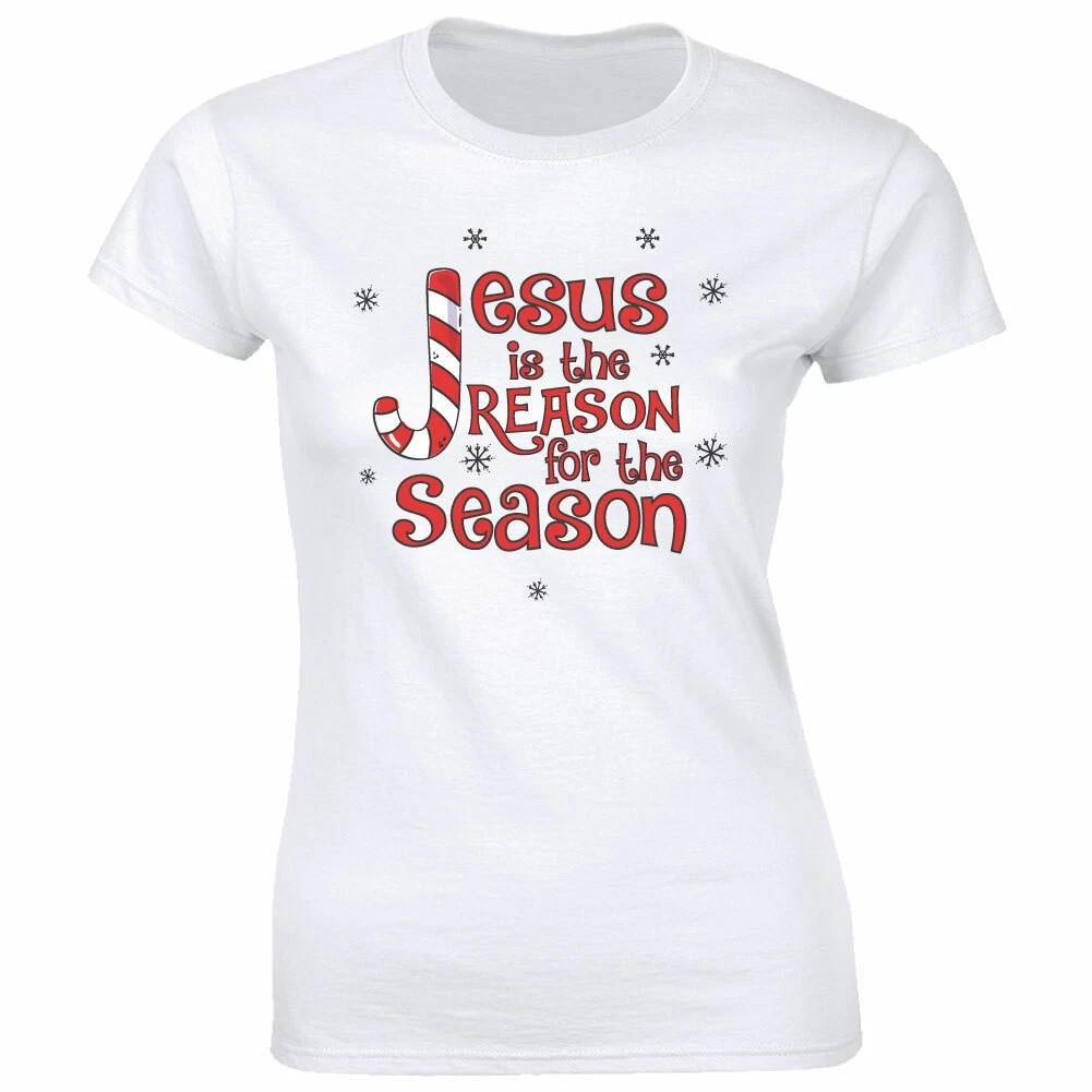 HOT! Jesus Is The Reason For The Season T-Shirt for Women Christmas Holiday Tee M