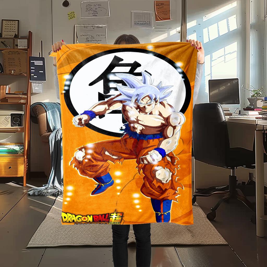 1 Stück Son Goku Druck Flanelldecke, Hohe Qualität für alle Jahreszeiten, Heimdekoration, Wärme und Komfort, Perfekt für Weihnachtsgeschenke