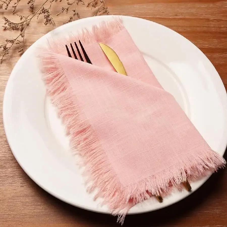 50 Peças Guardanapo de Mesa Algodão Verde Sálvia Gaze Toalha Rústico Páscoa Suprimentos para Casamento Decoração e Acessórios para Mesa de Festa de Aniversário