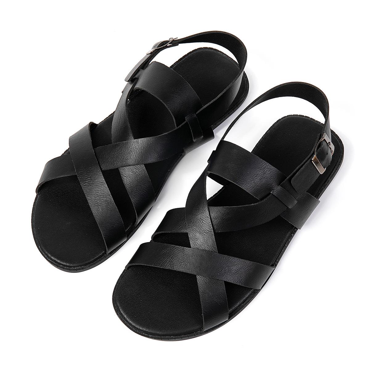 

Men s European Size Round Toe Sandals: Solid Color, Single Strap, Non-Slip, Wear-Resistant, Casual Beach Style. EU 40 чёрный