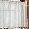 Bu Baba American-Style Bamboo Linen Tassel Curtain for Bedroom, Living Room, and Kitchen