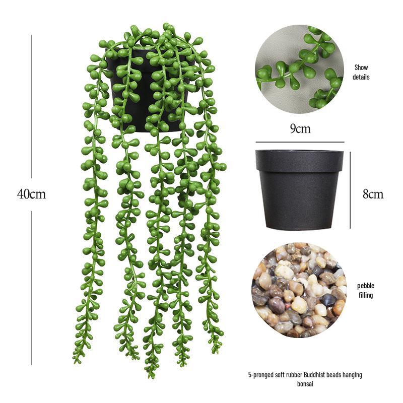 Artificial String of Pearls Vine: Cross-Border Hanging Green Plant for Home and Living Room Décor