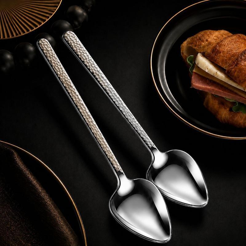 304 Stainless Steel Peach Heart Spoon Mirror Polished Head With Long Handle For Dessert Coffee Kitchen Tableware