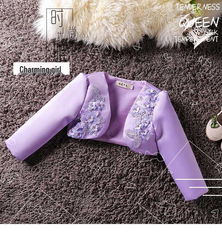 Dívčí večerní šaty s dlouhým rukávem, šál a sako pro družičku nebo princeznovský kostým