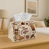 1pc Rustic Coffee Time Tissue Box - Iced Cup Croissant Napkin Storage Box, Suitable for Rolls/Facial Tissues/Single Sheets, Multi-Functional Storage B