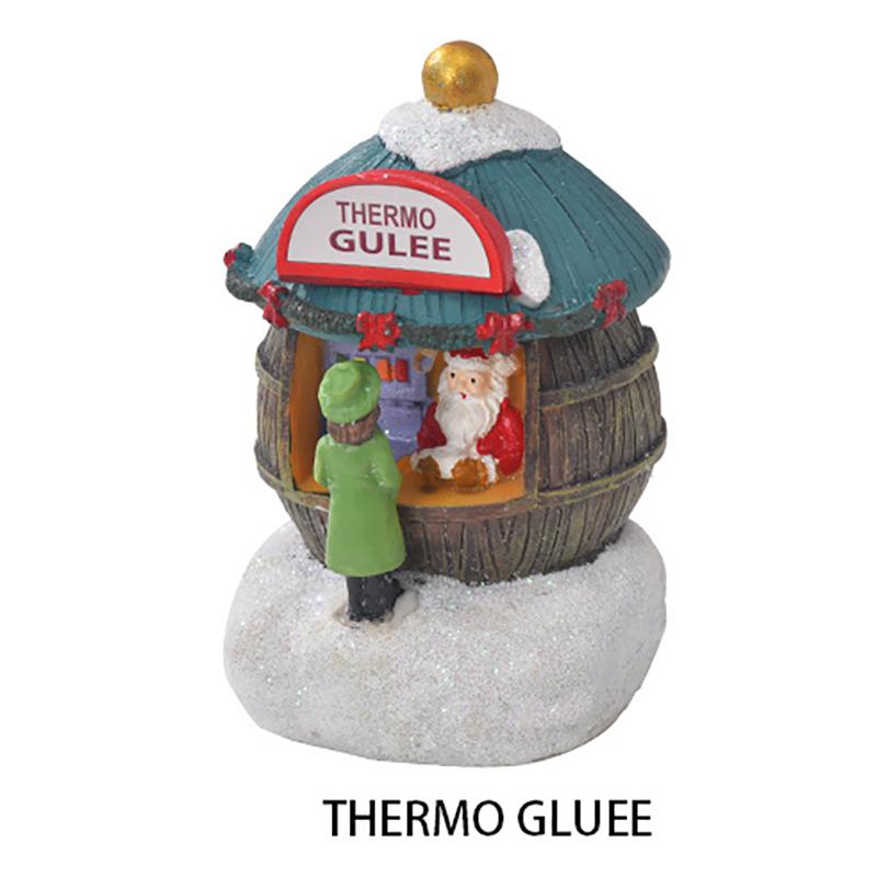 Christmas LED Houses Claus  Pine Needles Snow Christmas Snowman Glowing Ornaments Resin Santa View Holiday Gift Toys for Kids