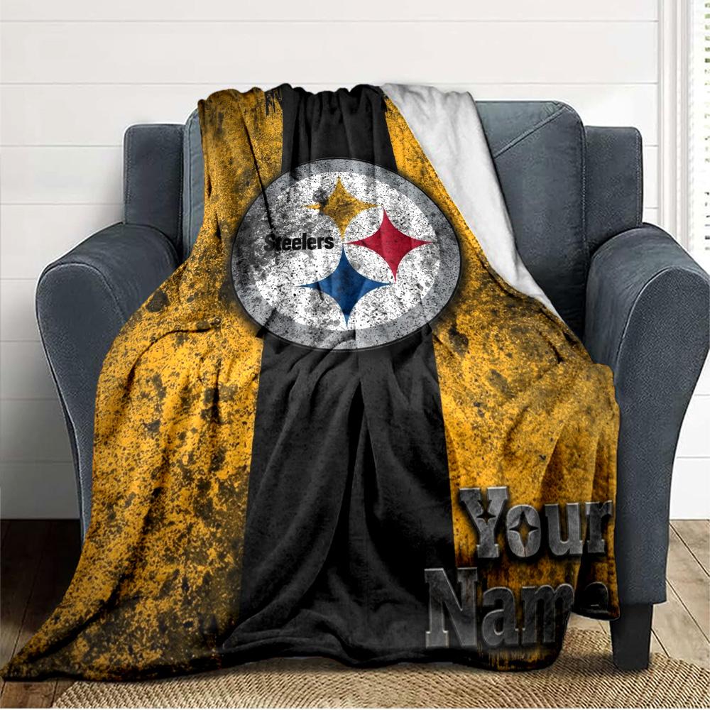 Name Custom Pittsburgh Steelers Print Flannel Blanket High Quality Warm Comfortable Cover for All Seasons Perfect for Gifts Home Decor