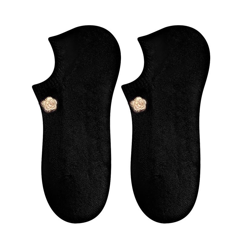 Female Spring and Summer New Style Pure Cotton Breathable Deodorant Sweat Absorption Boneless Invisible Heel Socks