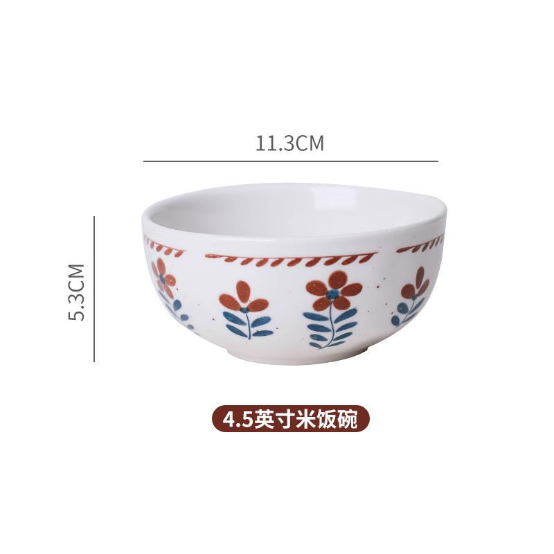 Japanese Retro Underglaze Ceramic Dishes Tableware Set Bowl Noodle Bowl Soup Bowl Vegetable Plate Western Food Bowl Light Luxury Retro