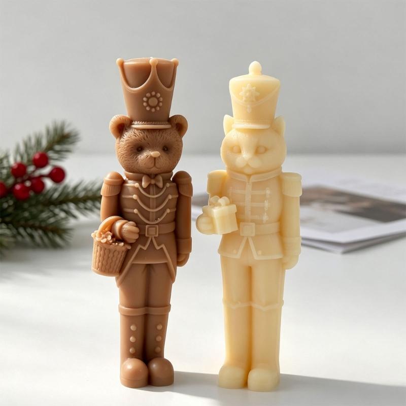 Side Slit Candle Making Form for Holiday Figure Projects, Flexible Standing Soldier Shape for DIY Winter Use and Display
