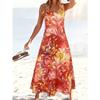 Dresses for Woman Vest Dress Beach Holiday Round Neck Sleeveless A-Line Long Skirt Starry Iridescent Floral Gradient Print