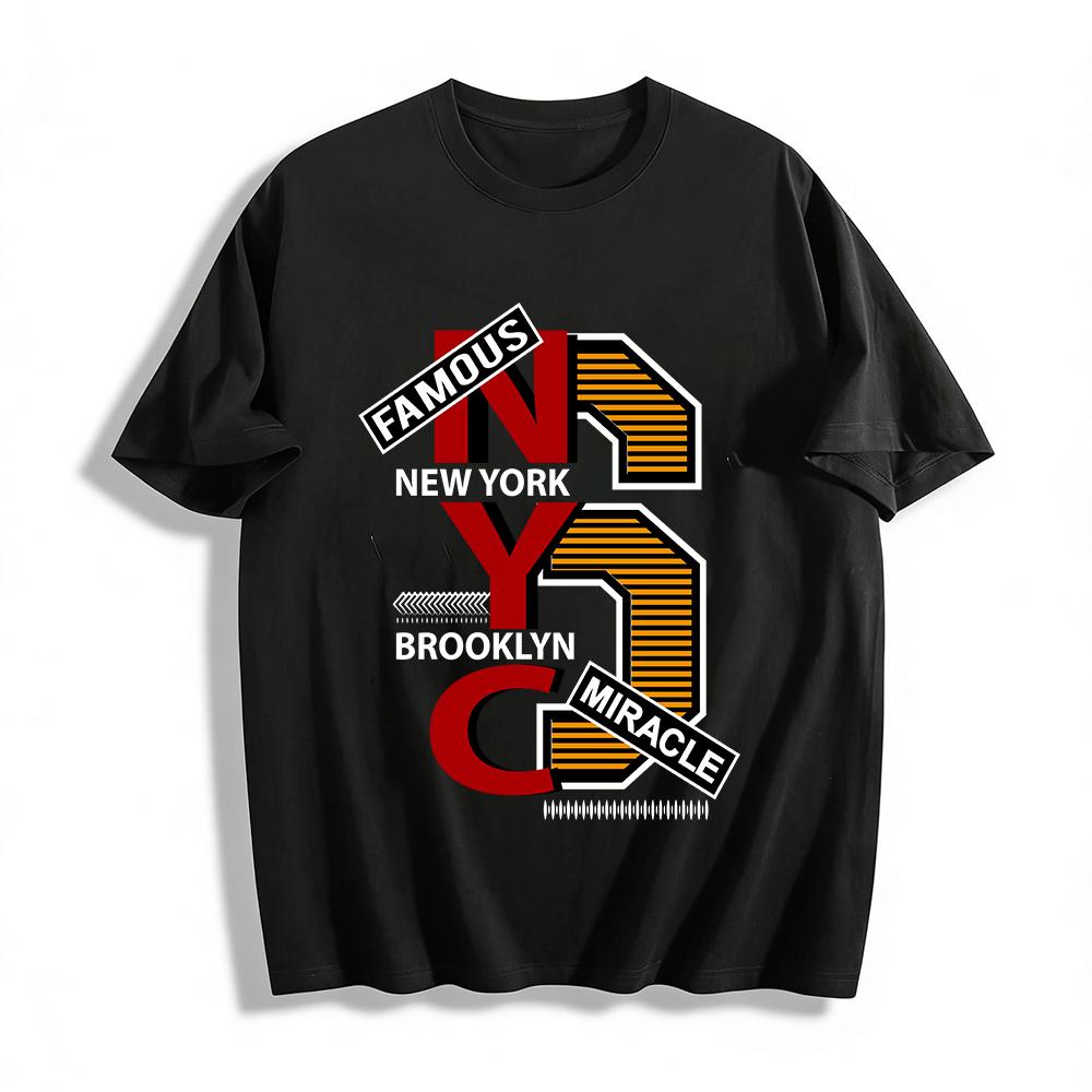 Famous Miracle NYC Graphic Tee Unisex Loose Casual Top Pure cotton T-shirt XXS