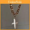 Vintage Pearl Cross Necklace With Geometric Pendant For Women