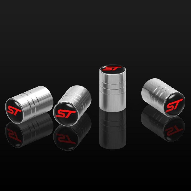 4Pcs Metal Car Wheel Tire Valve Stem Cap Air Valve Dust Cover ST Badge For Fo+rd Focus 2 3 4 MK2 MK3 Fiesta Mondeo Escape Kuga