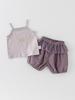 Korean Style Floral Print Camisole & Mesh Pants Set - Summer Outfit for Little Girls