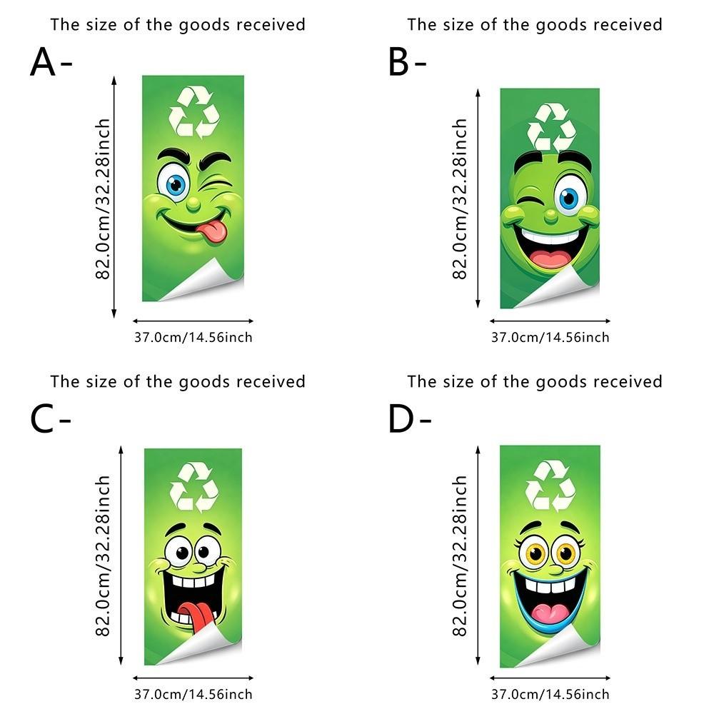 Funny Cartoon Face Trash Bin Sticker Water Block Vivid Expression Recycle Bin Sticker Easy Paste Sun Proof Tough Bin Wrap Decal