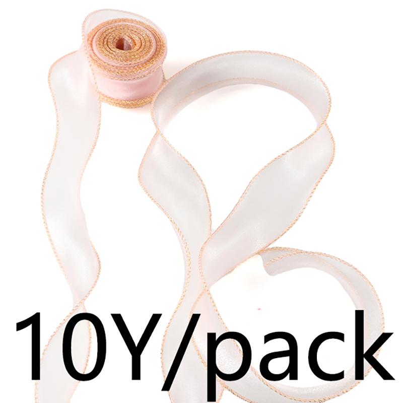 (10 Yards/Packung) 4cm Goldrand Wellenförmiges Garn Geschenkbox Bouquet Verpackungsmaterial Schleife Haaraccessoires Handgemacht DIY Dekoratives Spitze