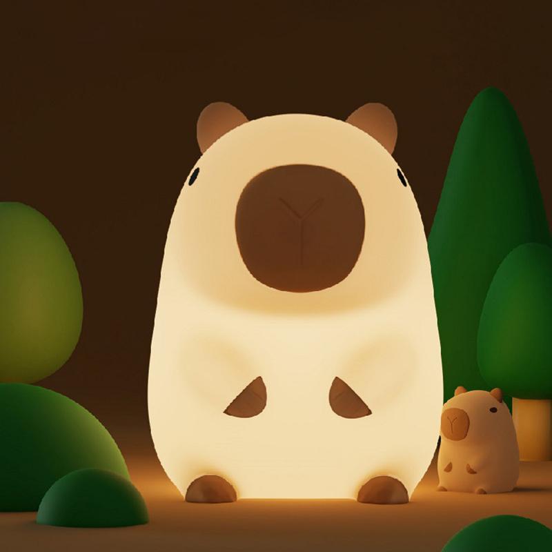 Cute Cartoon Capybara Silicone Night Light Usb Rechargeable Timing Dimming Sleep Night Lamp For Children's Room Gift For Kid