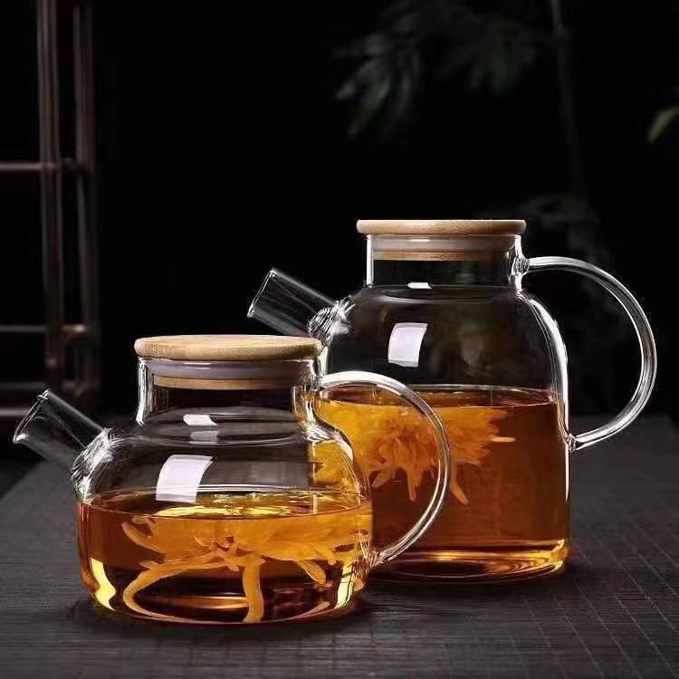Borosilicate Glass Teapot with Bamboo Lid for Hot & Cold Drinks