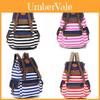 Zaino alla moda unisex da donna a righe in tela con design elegante per viaggi e scuola
