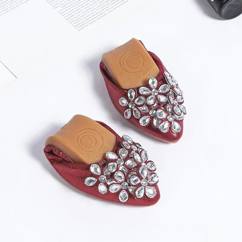 

Корейская мода Цветочные Стразы Повседневные Туфли На Плоской Подошве Женские Новые Весна Лето Ретро Небольшие Острые Туфли На Мягкой Подошве Sapato Zapatos 35 красный