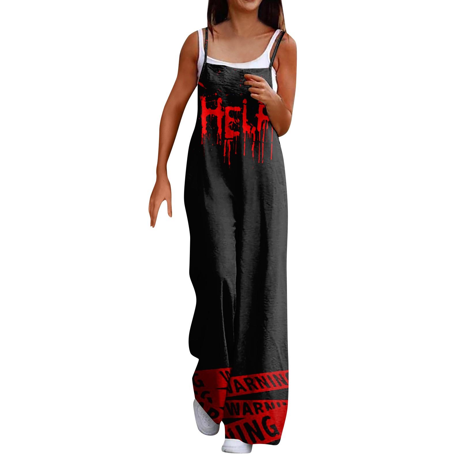 

Широкий комбинезон для женщин, повседневный свободный комбинезон без рукавов с принтом и пуговицами, длинные брюки, комбинезон с карманами XL киноварь