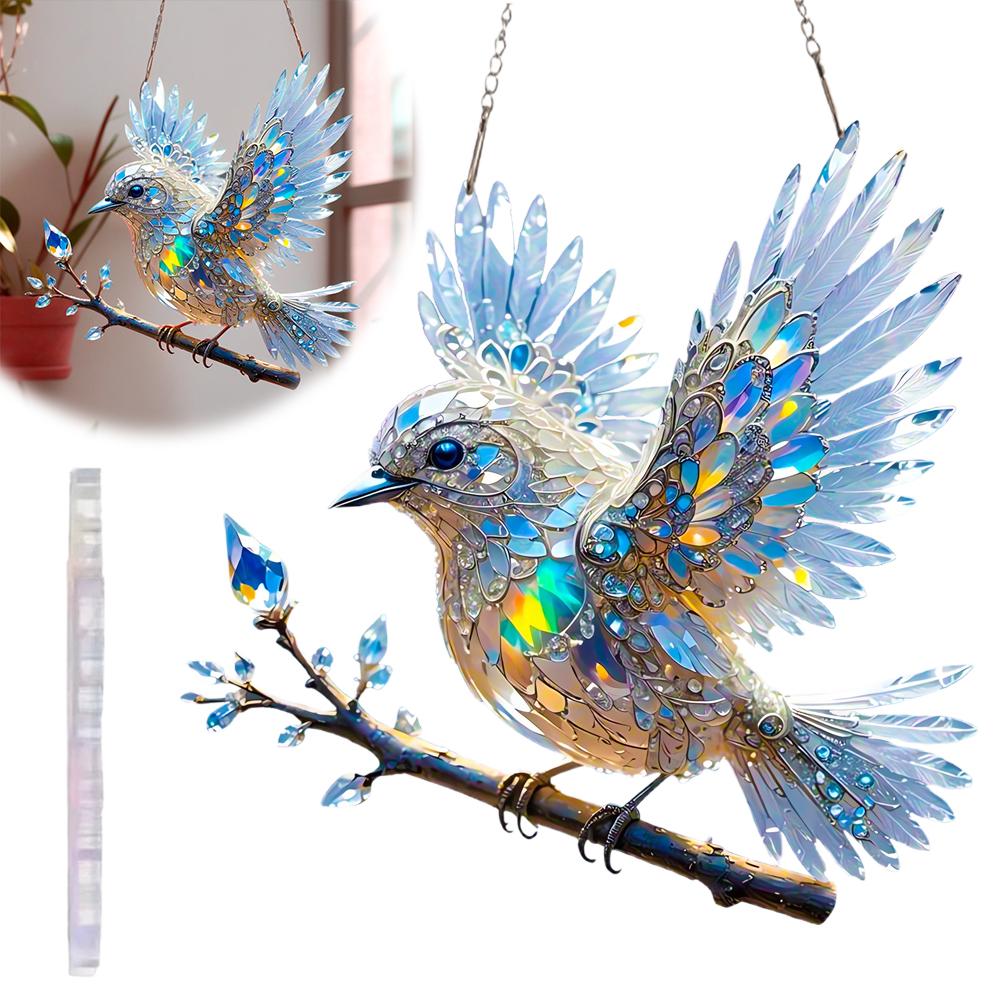 2D Acrylic Hummingbird Hangings Pendant Ornaments Sun Catcher Window Stained Birds Hummingbird Window Garden Decor