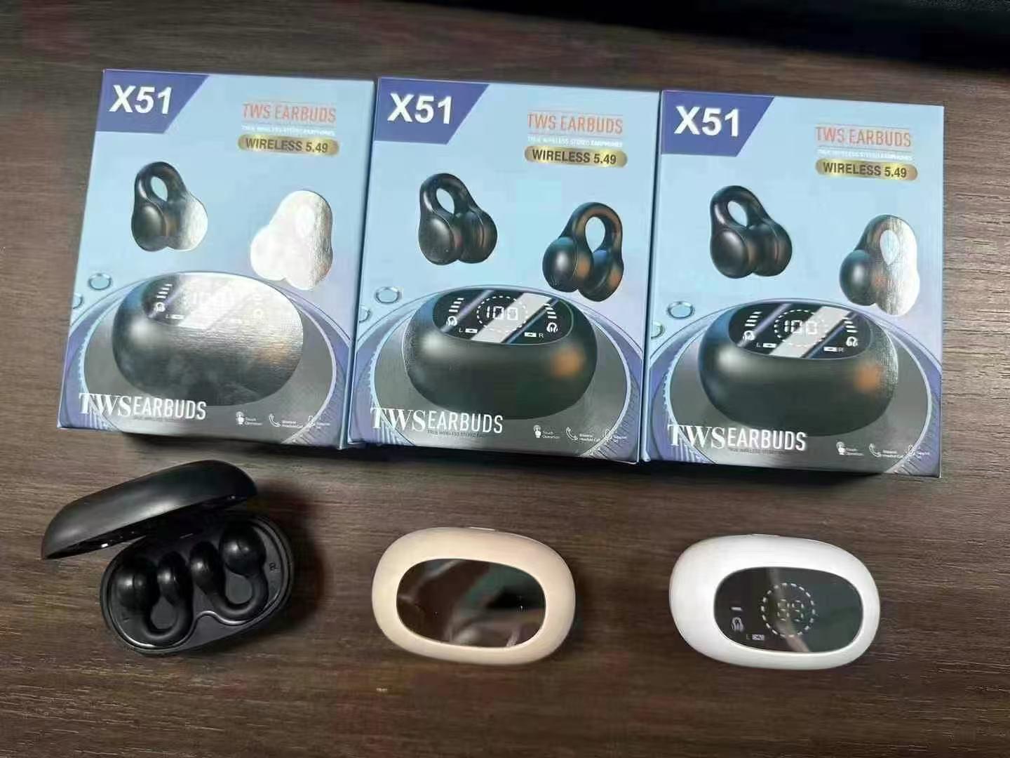 

X51 Clip-On Bluetooth Headset: Mirror Display, Long Battery Life, Stable Fit, Comfortable Wear Skin Color