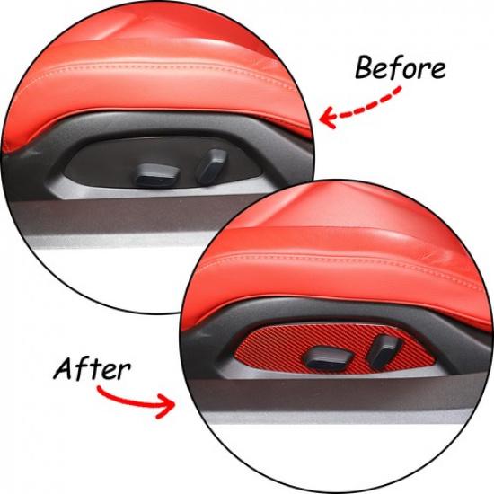 Red Carbon Fiber Seat Adjust Button Cover Trim For Corvette C8 Z51 Z06 -25