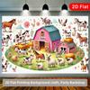 2D Toddler Farm Party Backdrop, Colorful Barnyard Animals Background for Photoshoot