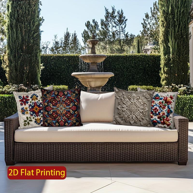 2D Exquisite Floral Pattern Decorative Pillow Covers Pattern Cushion Cover Suitable For Sofa Bedroom Car Pillow Cover