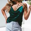 Women Summer Sexy Sling Chiffon Blouse V-neck Sleeveless Solid Color Top