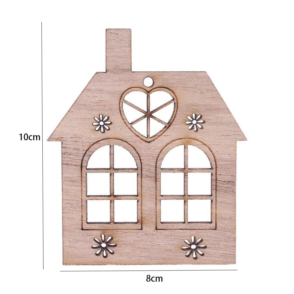 20pcs Wooden Pendant Christmas Wood House Navidad 2026 Home Decor Xmas Tree Hanging New Year Tree Ornament DIY Wooden Pendant