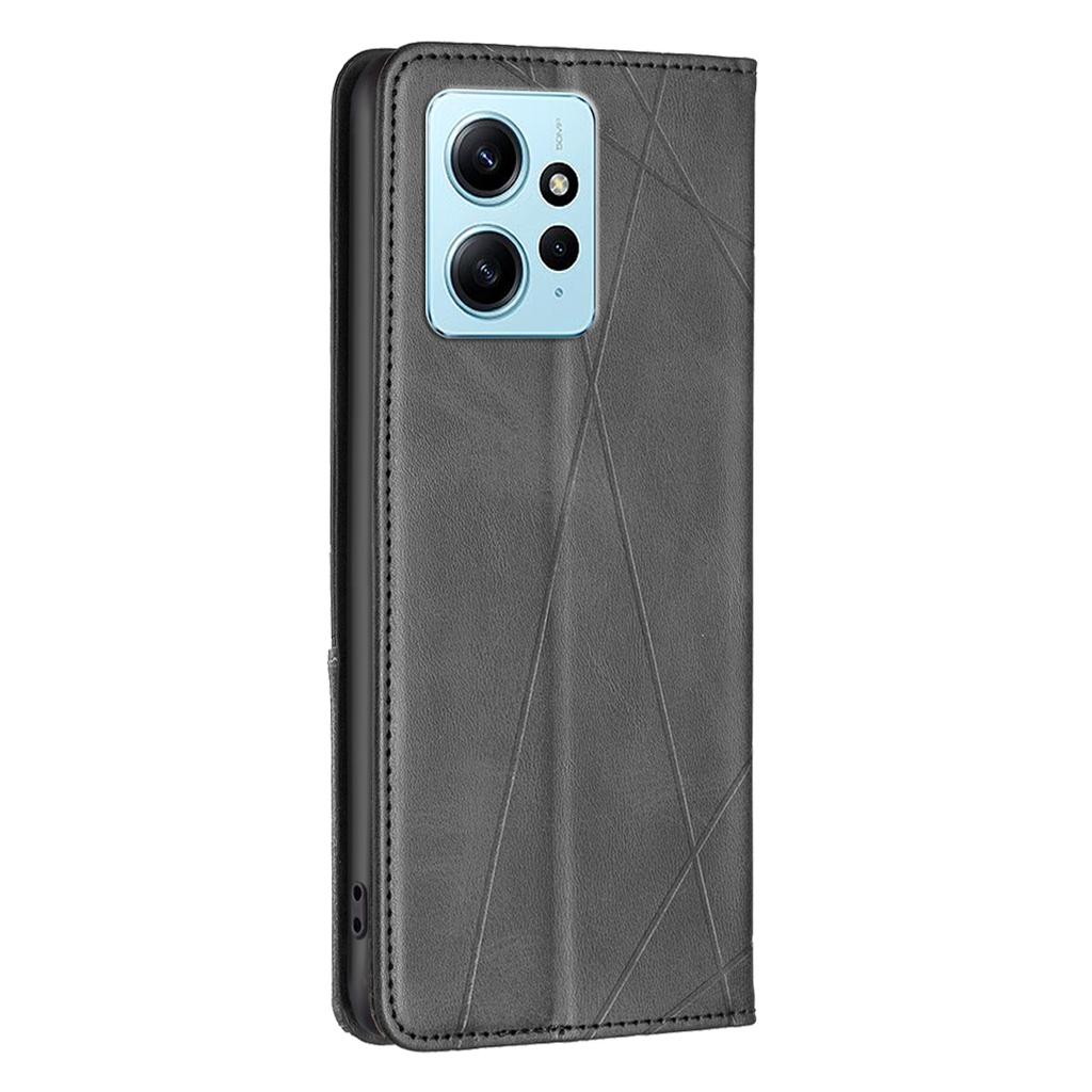 Phone Shell for Xiaomi Redmi Note 12 4G PU Leather Card Holder Splicing Imprinting Pattern Stand Cover