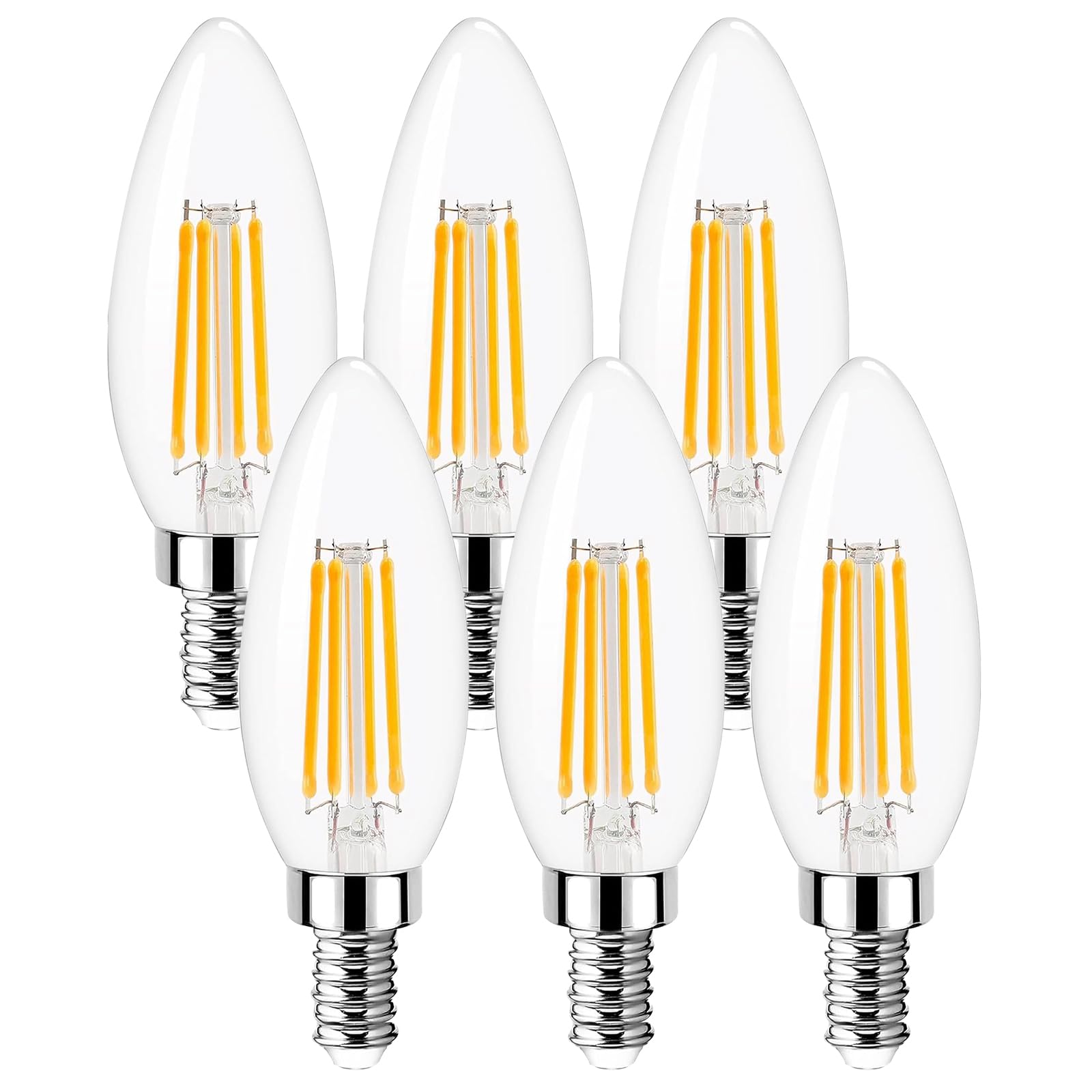 

LED Bulbs, E12 Base, Omnidirectional, 40W Equivalent, Chandelier, 12mm Base Diameter, C35, Warm White, 2700K, 360°, High Color Rendering, Clear,