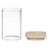 Lot de 4 Bocaux de rangement en verre et bois couvercle hermétique empilable Atmosphera