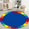 Rainbow border pattern Flannel-printed round floor mats are slip-resistant Suitable living room bedroom terrace garden carpets