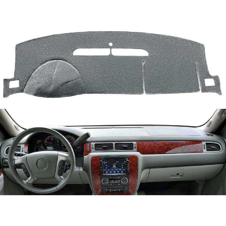 Dashboard Cover Dash Mat Carpet Fit for 2007-2014 Chevy Chevrolet Tahoe Suburban,2007-13 Chevy Avalanche Silverado 1500 2500 3500 LTZ /2007-13 GMC серый