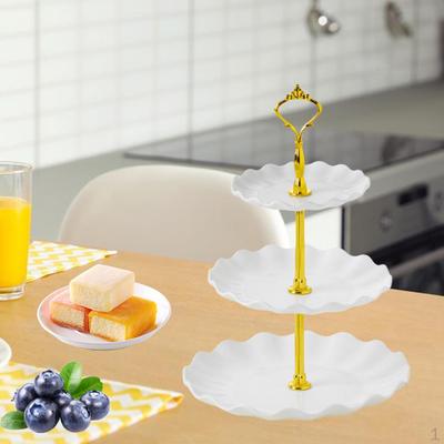 Tray Dessert Cupcake Fruit Snack Decoration Pastry Three-Layer Plate for Holiday Home