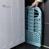 Bathroom Wall Decor Storage Foldable Laundry Basket, Breathable Hollow Design, Mounted Plastic Container Space Saving Organizer, for Dormitory