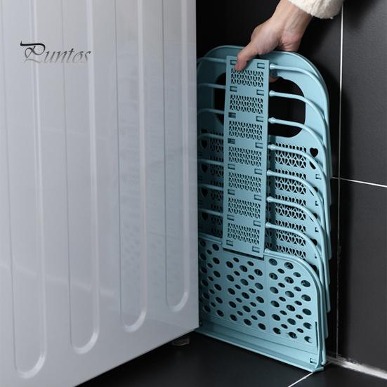 Bathroom Wall Decor Storage Foldable Laundry Basket, Breathable Hollow Design, Mounted Plastic Container Space Saving Organizer, for Dormitory